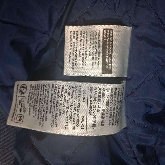 Levi Strauss Denim Hoodie Jacket Men’s Relaxed Quilted Lining Workwear - Picture 7 of 8